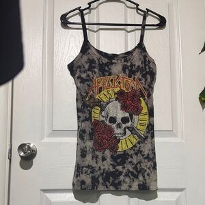 Affliction Black and Gray Skull Camisole